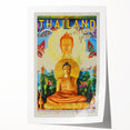 Bangkok Thailand Retro Travel Poster | Buddha Temple Welcome Art