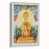Bangkok Thailand Retro Travel Poster | Buddha Temple Welcome Art