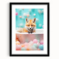 Playful Fox Bathroom Wall Art - Pastel Bubble Bath Decor