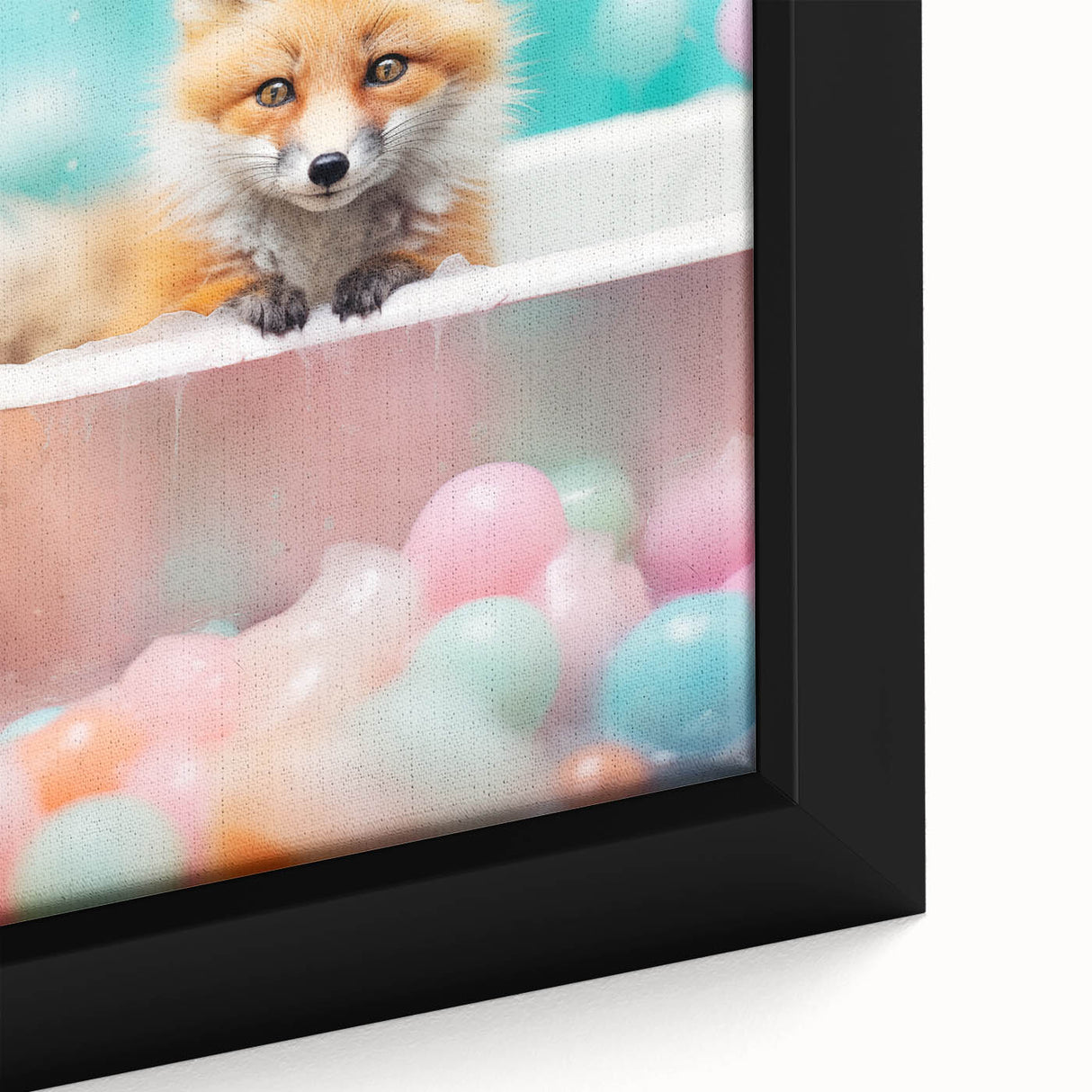 Playful Fox Bathroom Wall Art - Pastel Bubble Bath Decor