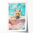 Playful Fox Bathroom Wall Art - Pastel Bubble Bath Decor