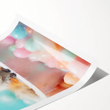 Playful Fox Bathroom Wall Art - Pastel Bubble Bath Decor