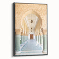 Black and white landscape art painting of Moroccan scenery on framed canvas, suitable for bedroom decor.