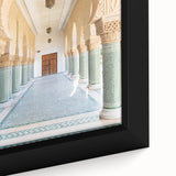 Extra large framed canvas depicting a textured Moroccan landscape in vibrant colors, ideal for living room decor.