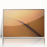 Large art print of an African scenery in Namibia, framed in white acrylic, featuring mid-century modernist style.