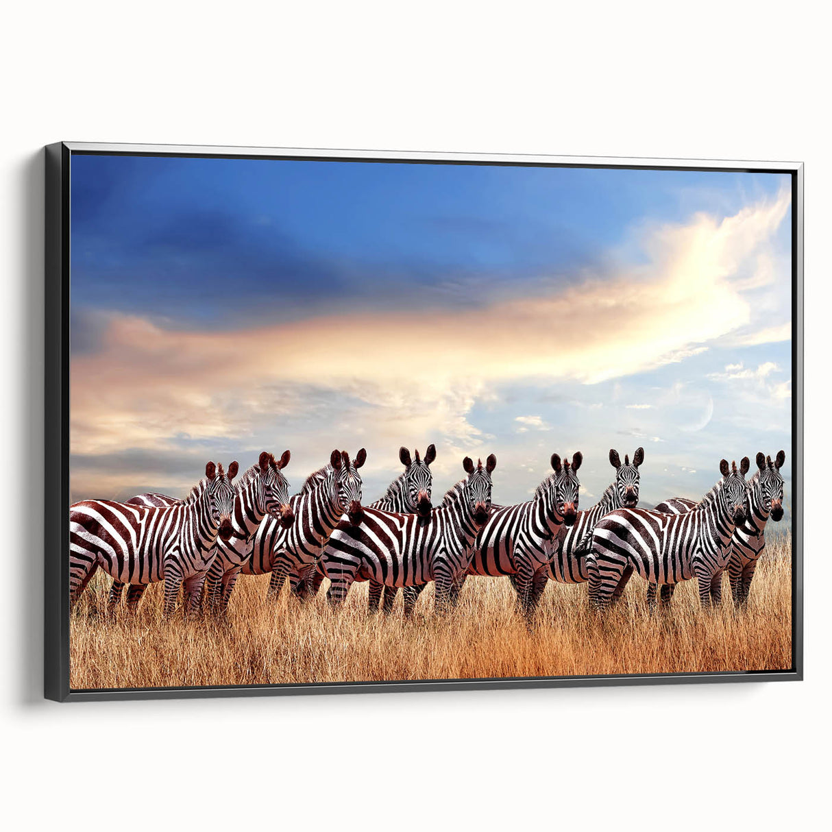 Black and white framed canvas of a Tanzanian landscape, ideal for bedroom decor.