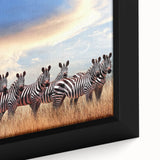 Extra large framed canvas featuring a textured depiction of a Tanzanian landscape in vibrant, colorful hues.