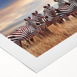 Art deco poster of Tanzanian scenery on rolled canvas, featuring earthy tones, ideal for dining room wall art.
