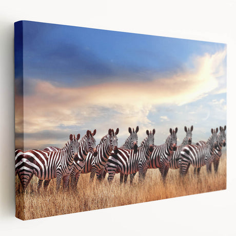 Large stretched canvas depicting a Tanzanian landscape in earthy tones, ideal for kitchen wall art.