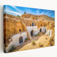 Large canvas print depicting a Tunisian landscape in muted earth tones, suitable for kitchen wall art.