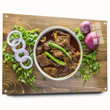 Large abstract wall art on acrylic glass depicting vibrant sunset over a Bangladesh river.