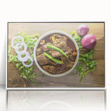 Art deco poster of a serene Bangladesh landscape in muted greens and blues, framed acrylic, ideal for modern art wall decor.