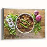 Framed canvas of a vintage-style landscape painting depicting a colorful Bangladeshi rural scene.