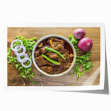 Extra large rolled print featuring a lush floral scene in vibrant greens and blues.