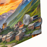 Large abstract wall art featuring geometric shapes in muted earth tones on acrylic glass, suitable for dining room ambiance.