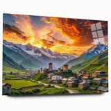 Acrylic print of a large abstract wall art depicting Asian scenery, using soft earth tones.