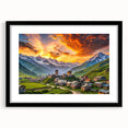 Extra large abstract art print featuring a colorful, textured depiction of a Georgian landscape.