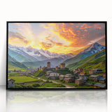 Large abstract wall art featuring geometric shapes in muted earth tones, framed acrylic print.