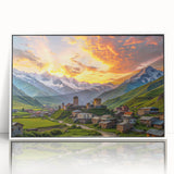 Art deco poster featuring a serene Georgia landscape in pastel hues on white framed acrylic, suitable for nursery wall art.