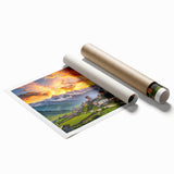 Extra large rolled print featuring muted floral designs, ideal for large living room or classy bathroom wall art.