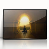 Large abstract wall art featuring a mid-century modernist style with vibrant colors on a framed acrylic.