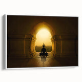 Vintage poster art of an Indian scenery in vibrant colors on extra-large framed canvas, suitable for living room decor.