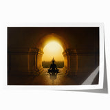 Extra large rolled print of a vibrant Indian landscape with floral elements, ideal for dining room wall art.