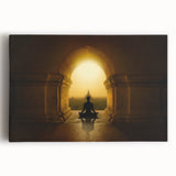 Black and white large art print of an Indian scenery on stretched canvas, ideal for kitchen wall art.