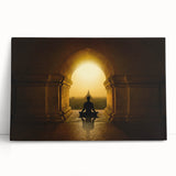 Black and white stretched canvas of Indian scenery, ideal for kitchen wall art or bedroom ambiance.