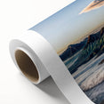 Art Deco poster of an Indonesian landscape in soft pastel shades on rolled canvas, ideal for nursery wall art.