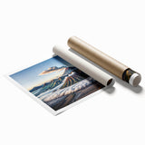 Extra large rolled print depicting a serene Indonesian landscape with lush greenery and floral elements.