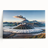 Black and white photograph of an Indonesian landscape on stretched canvas, suitable for kitchen wall art or bedroom decor.
