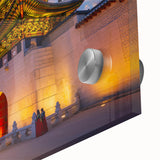 Large abstract wall art featuring a mid-century modernist Korean scenery in acrylic glass, ideal for dining room decor.