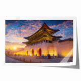 Extra large rolled print of a serene Korean landscape with soft floral elements, ideal for dining room wall art.