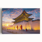 Black and white canvas print of a traditional Korean landscape, ideal for kitchen wall art.