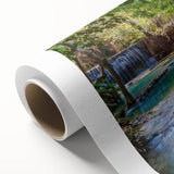 Art Deco style poster depicting a serene Laotian landscape on rolled canvas, ideal for nursery wall art.