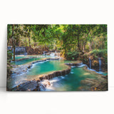 Black and white photograph of a serene Laos landscape on large stretched canvas, ideal for kitchen wall art.