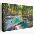 Large canvas print of a scenic Laos landscape in muted earth tones, ideal for kitchen wall art.