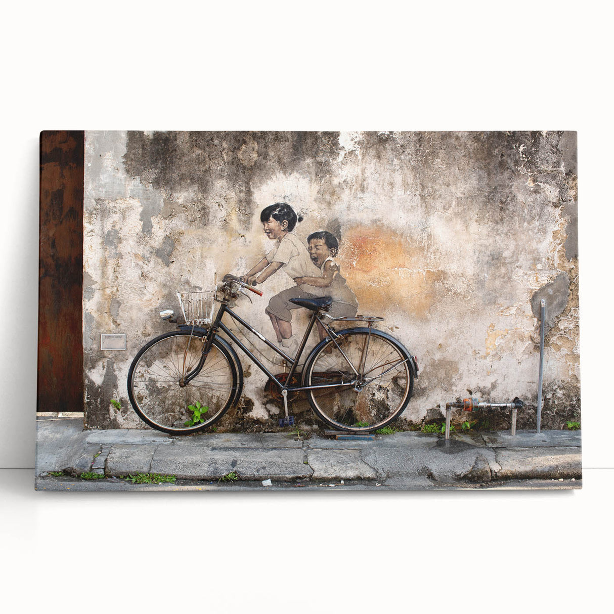 Black and white photograph of a Malaysian landscape on stretched canvas, ideal for kitchen wall art or bedroom decor.