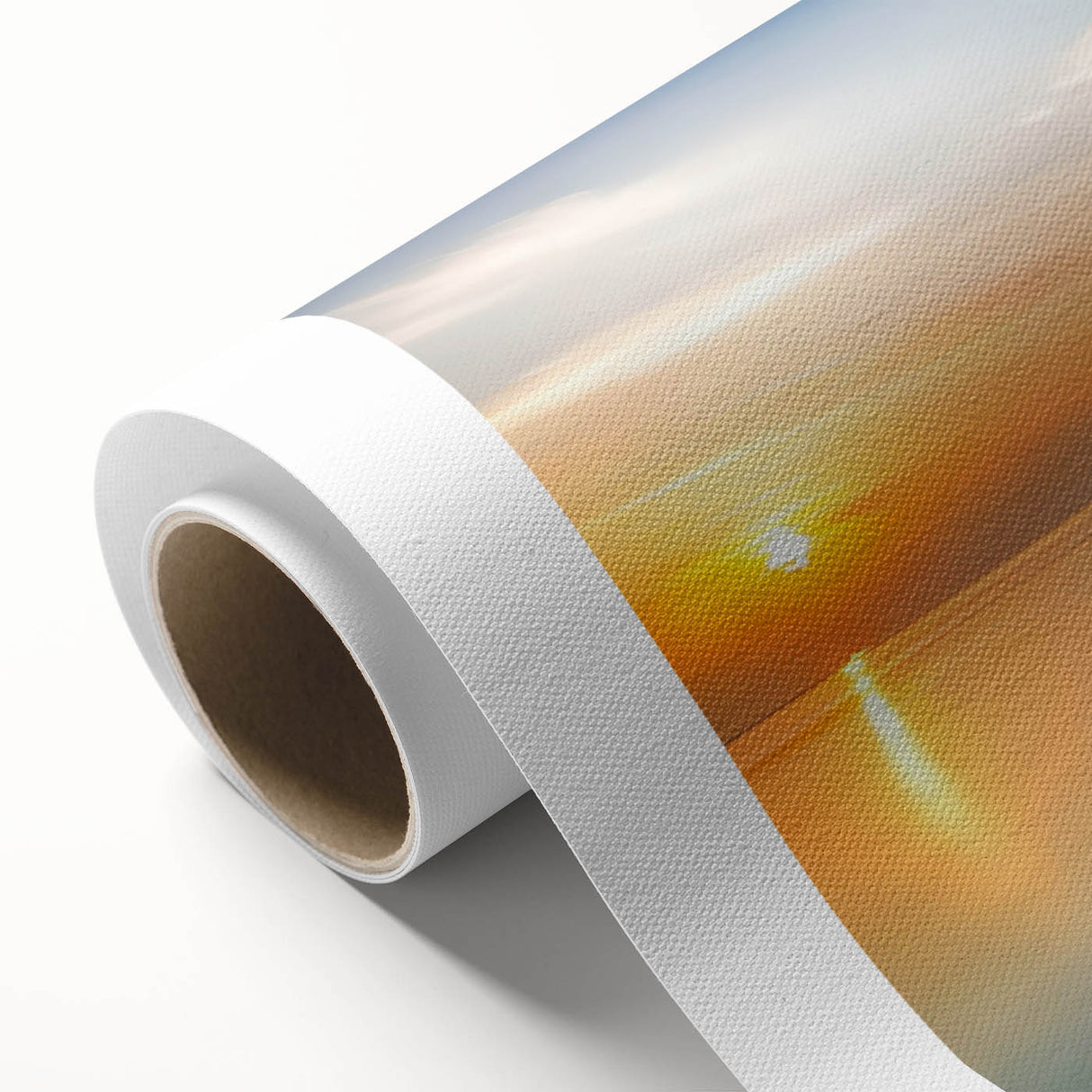 Art Deco-style poster featuring a serene Maldivian landscape in pastel shades, printed on rolled canvas.