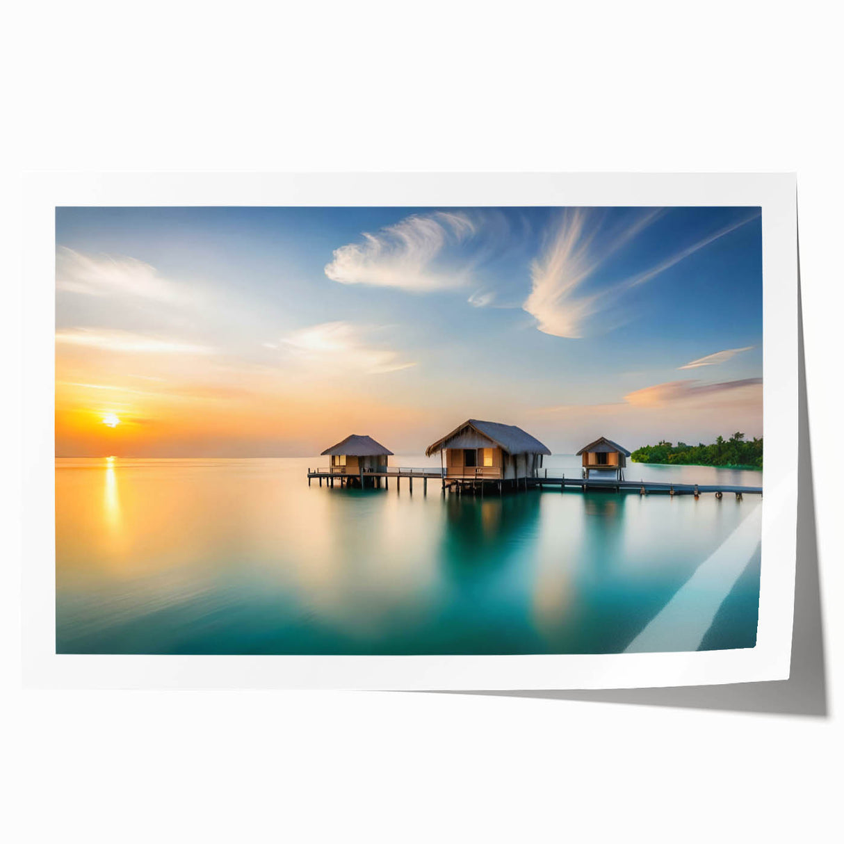 Extra large rolled print of Maldives scenery with vibrant blues and greens.