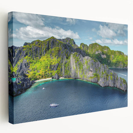 Large stretched canvas featuring a serene Philippine landscape with lush greens and blues, ideal for kitchen wall art.