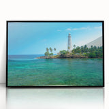 Framed acrylic print of large abstract wall art depicting Sri Lankan scenery in muted earth tones.