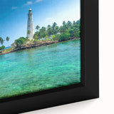 Extra large framed canvas featuring a textured, colorful Sri Lankan landscape, ideal for living room decor.