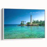 Vintage poster art of a Sri Lankan landscape on extra large framed canvas, with vibrant colors, ideal for living room décor.