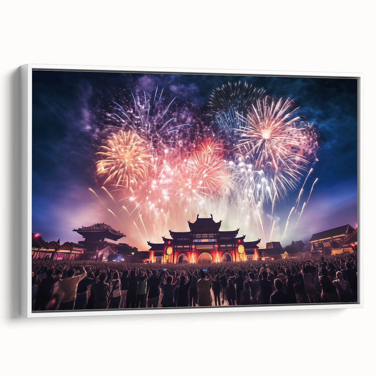 Vintage poster art of a Taiwanese landscape on a framed canvas, featuring vibrant colors, ideal for living room decor.