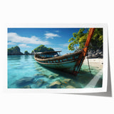Extra large rolled print of a Thai landscape with vibrant green and blue tones, ideal for art wall dining room.