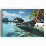 Black and white photograph of a serene Thai landscape on large stretched canvas, ideal for kitchen wall art.