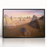 Large abstract wall art of Perth scenery in muted earth tones on a framed acrylic, suited for modern living room decor.