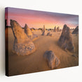 Large art print of Perth, Australia skyline in muted blue tones on stretched canvas, suitable for kitchen wall art.